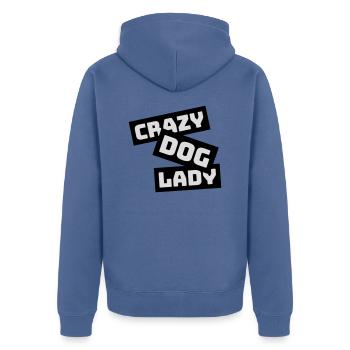 crazy dog lady Zitat - Unisex Premium Bio Zip Hoodie - Taubenblau - Hinten - Nico (187cm)