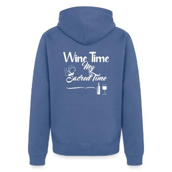 WINETime Design pour les T-chirts noirs - Veste à capuche bio Premium Unisexe - bleu pigeon - Dos - Nico (187cm)