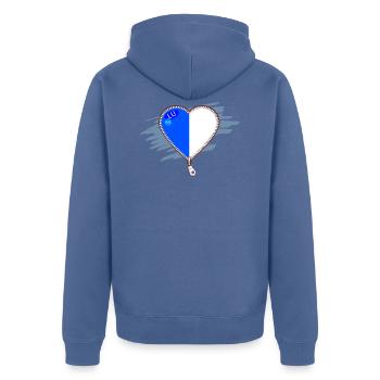 Herz Stadt Kanton Luzern Schweiz - Unisex Premium Bio Zip Hoodie - Taubenblau - Hinten - Nico (187cm)