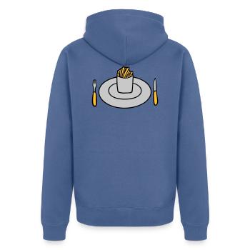 Teller Pommes Frites - Unisex Premium Bio Zip Hoodie - Taubenblau - Hinten - Nico (187cm)