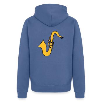Saxofon - Unisex Premium Bio Zip Hoodie - Taubenblau - Hinten - Nico (187cm)