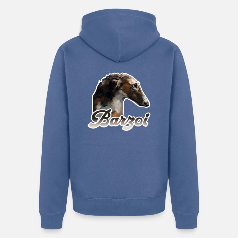barzoi Barzoï lévrier russe - Veste à capuche bio Premium Unisexe - bleu pigeon