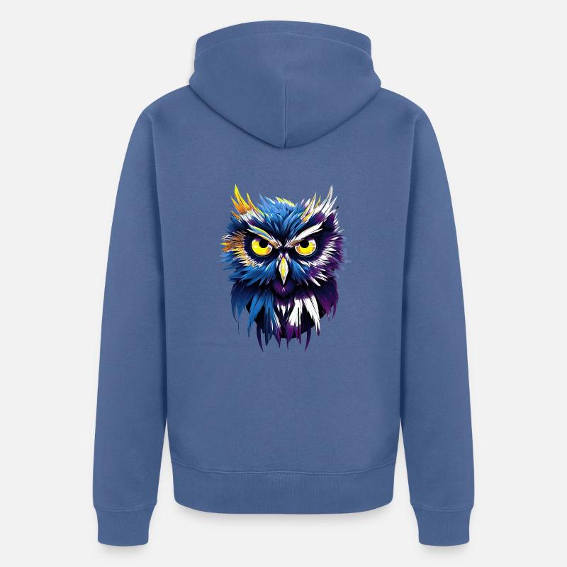 FreeStyle Eule - Unisex Premium Bio Zip Hoodie - Taubenblau