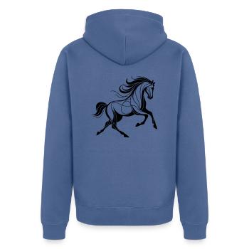 Pferd - Unisex Premium Bio Zip Hoodie - Taubenblau - Hinten - Nico (187cm)