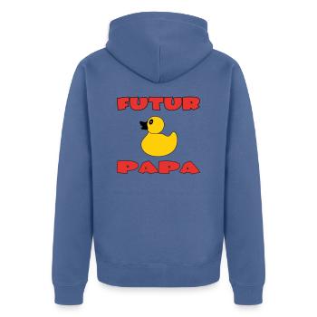 FUTURE DAD - Unisex Premium Organic Zip Hoodie - stone blue - Back - Nico (187cm)