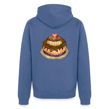 Kuchen - Unisex Premium Bio Zip Hoodie - Taubenblau - Hinten - Nico (187cm)