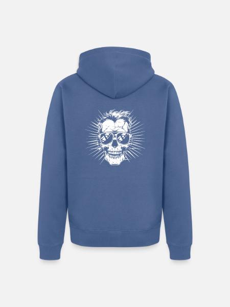 skull sonnenbrille - Unisex Premium Bio Zip Hoodie - Taubenblau