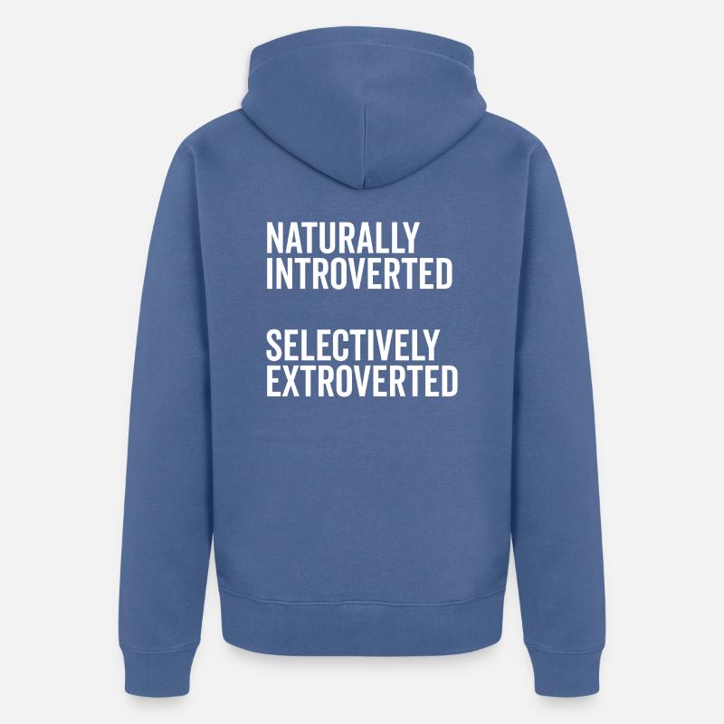 Naturellement introverti Extraverti sélectif - Veste à capuche bio Premium Unisexe - bleu pigeon