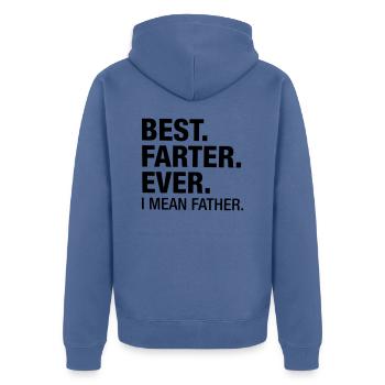 Beste. Beschleunigung. Je. Ich meine Vater... - Unisex Premium Bio Zip Hoodie - Taubenblau - Hinten - Nico (187cm)