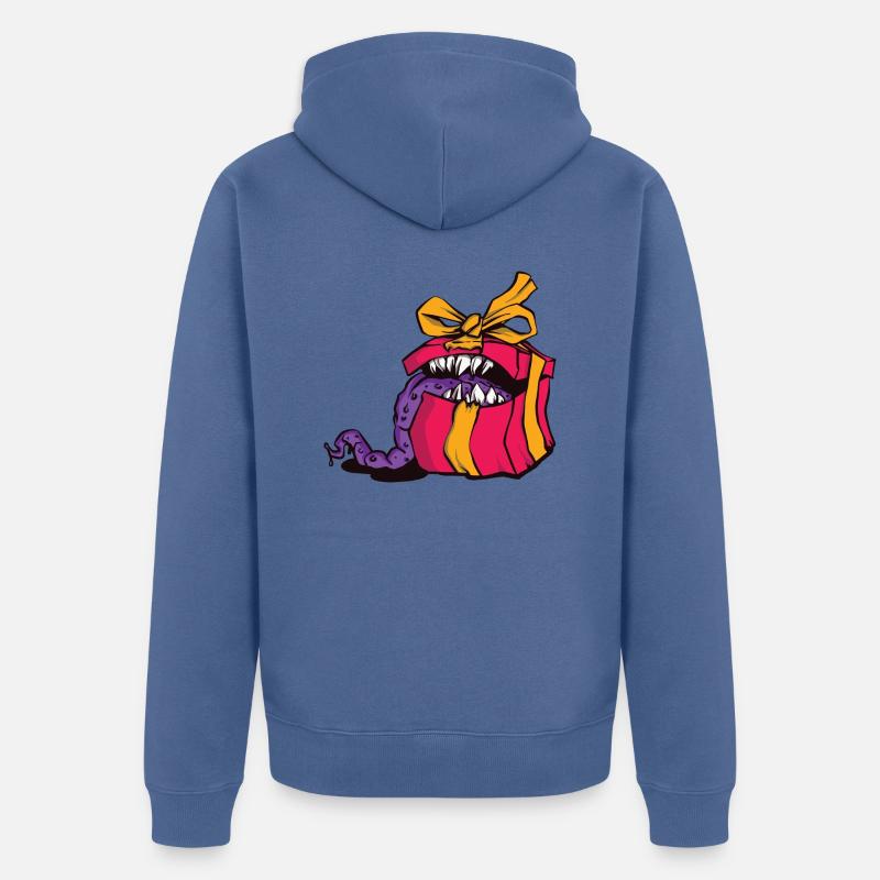 Cadeau de noël Mimic Monster RPG Meme - Veste à capuche bio Premium Unisexe - bleu pigeon