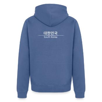 South Korea Republic of Korea Hangul Hangeul Typography - Unisex Premium Organic Zip Hoodie - stone blue - Back - Nico (187cm)