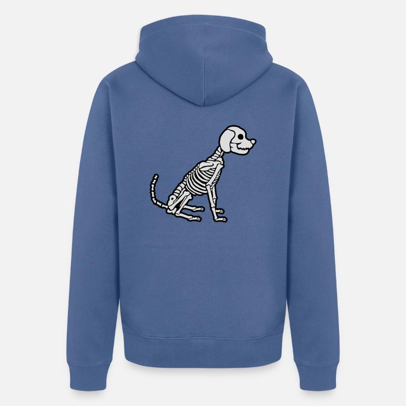 Conception de chien squelette d’Halloween - Veste à capuche bio Premium Unisexe - bleu pigeon