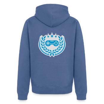 Controller Retro Sterne Lorbeerkranz - Unisex Premium Bio Zip Hoodie - Taubenblau - Hinten - Nico (187cm)