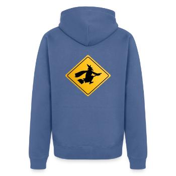 Witch Crossing 02 - Unisex Premium Bio Zip Hoodie - Taubenblau - Hinten - Nico (187cm)