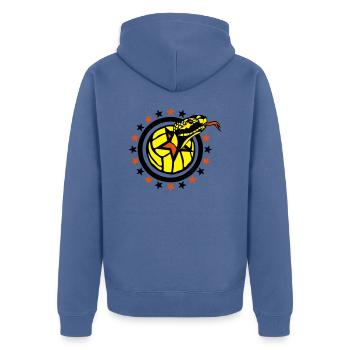 volley waterpolo serpent langue logo club - Veste à capuche bio Premium Unisexe - bleu pigeon - Dos - Nico (187cm)
