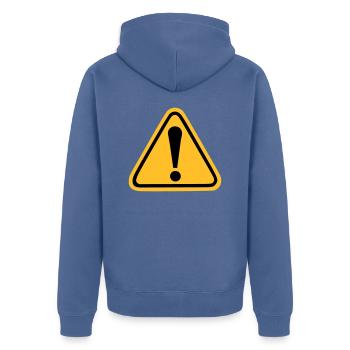 Ausrufezeichen - Unisex Premium Bio Zip Hoodie - Taubenblau - Hinten - Nico (187cm)