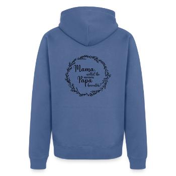 Mama, willst du meinen Papa heiraten? - Unisex Premium Bio Zip Hoodie - Taubenblau - Hinten - Nico (187cm)