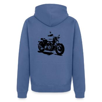CLASSIC MOTORCYCLE - Unisex Premium Organic Zip Hoodie - stone blue - Back - Nico (187cm)