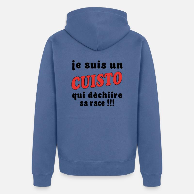 Ich bin ein CUISTO - Unisex Premium Bio Zip Hoodie - Taubenblau