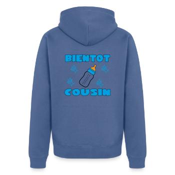 BIENTOT COUSIN - Veste à capuche bio Premium Unisexe - bleu pigeon - Dos - Nico (187cm)