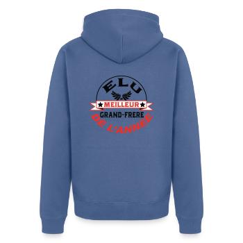 Elu meilleur GRAND FRERE de l'année - Veste à capuche bio Premium Unisexe - bleu pigeon - Dos - Nico (187cm)