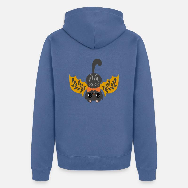 Chat chauve-souris folklorique - Veste à capuche bio Premium Unisexe - bleu pigeon