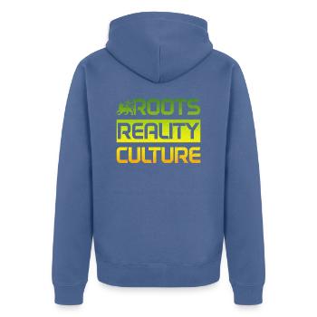 Reggae Musik Rastafari Jamaika - Unisex Premium Bio Zip Hoodie - Taubenblau - Hinten - Nico (187cm)