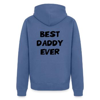 Meilleur Papa - Best Daddy Ever - Unisex Premium Organic Zip Hoodie - stone blue - Back - Nico (187cm)