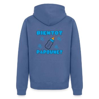 BIENTOT PAPOUNET - Veste à capuche bio Premium Unisexe - bleu pigeon - Dos - Nico (187cm)