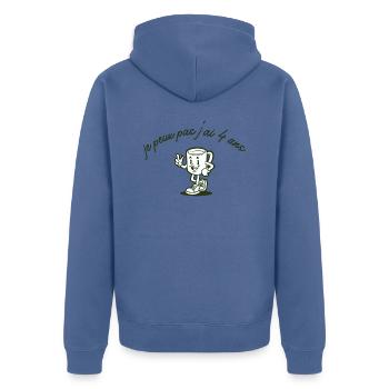 Ich kann nicht, ich bin 4 Jahre alt - Unisex Premium Bio Zip Hoodie - Taubenblau - Hinten - Nico (187cm)