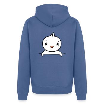 Ente Hemdtasche Tasche unterwegs hinter Zaun süß - Unisex Premium Bio Zip Hoodie - Taubenblau - Hinten - Nico (187cm)