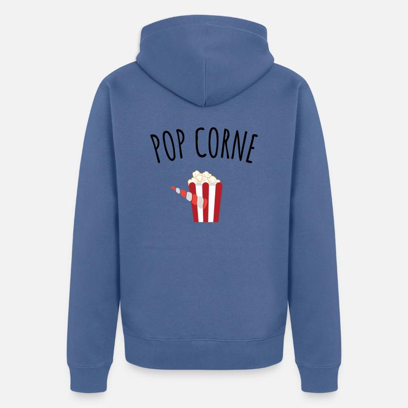 pop corne - Veste à capuche bio Premium Unisexe - bleu pigeon