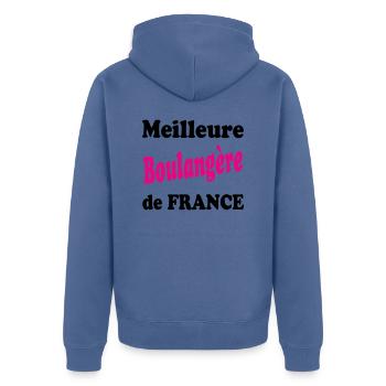 Meilleure boulangère de france - Veste à capuche bio Premium Unisexe - bleu pigeon - Dos - Nico (187cm)