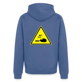 Vorsicht Ätzend! - Unisex Premium Bio Zip Hoodie - Taubenblau - Hinten - Nico (187cm)