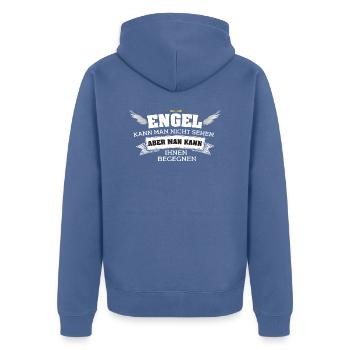 Engel - Unisex Premium Bio Zip Hoodie - Taubenblau - Hinten - Nico (187cm)