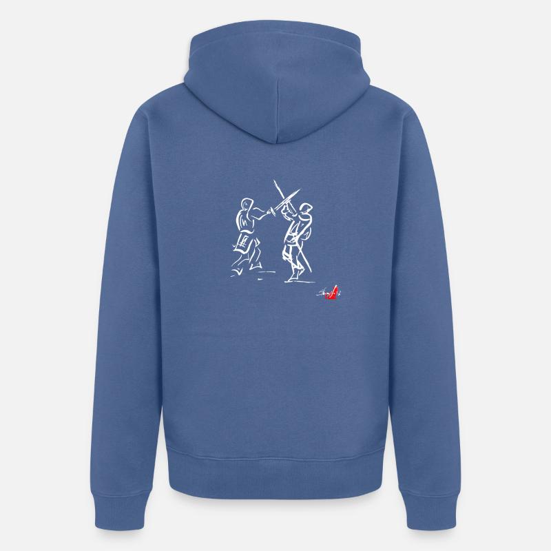 Blanc SWORD MÉDIÉVAL - Veste à capuche bio Premium Unisexe - bleu pigeon