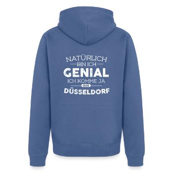 Städte Düsseldorf Genial - Unisex Premium Bio Zip Hoodie - Taubenblau - Hinten - Nico (187cm)