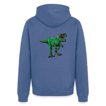 T-REX, KING OF THE DINOS! - Unisex Premium Organic Zip Hoodie - stone blue - Back - Nico (187cm)