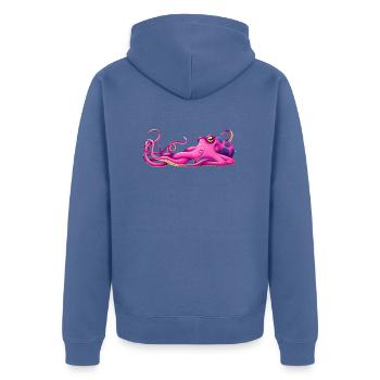 octopus - Unisex Premium Bio Zip Hoodie - Taubenblau - Hinten - Nico (187cm)