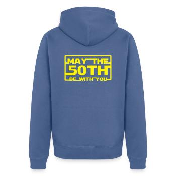 May the 50th be with you - Unisex Premium Organic Zip Hoodie - stone blue - Back - Nico (187cm)