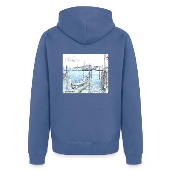 Venedig Gondel Italien - Unisex Premium Bio Zip Hoodie - Taubenblau - Hinten - Nico (187cm)