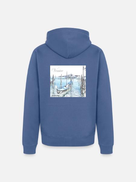 Venice Gondola Italy - Unisex Premium Organic Zip Hoodie - stone blue
