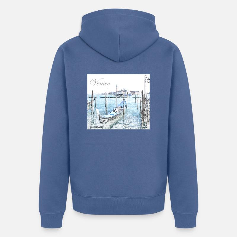 Gondole de Venise Italie - Veste à capuche bio Premium Unisexe - bleu pigeon