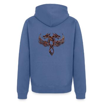 Drachen Fantasy Drachen Geist Reptilien Bestien - Unisex Premium Bio Zip Hoodie - Taubenblau - Hinten - Nico (187cm)