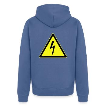 Avertissement de danger électrique, danger électrique - Veste à capuche bio Premium Unisexe - bleu pigeon - Dos - Nico (187cm)