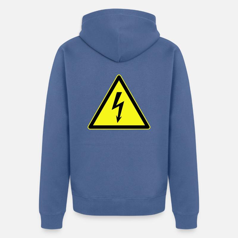 Electrical Warning, Electrical Danger - Unisex Premium Organic Zip Hoodie - stone blue