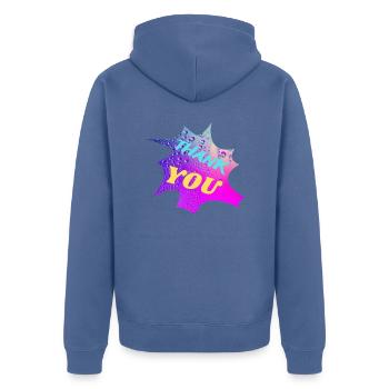 THANK YOU Je vous remercie - Veste à capuche bio Premium Unisexe - bleu pigeon - Dos - Nico (187cm)