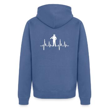 Jäger Herzfrequenz - Unisex Premium Bio Zip Hoodie - Taubenblau - Hinten - Nico (187cm)