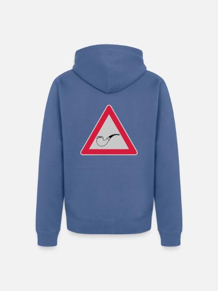 Schild Vorsicht Tabakpfeife - Unisex Premium Bio Zip Hoodie - Taubenblau