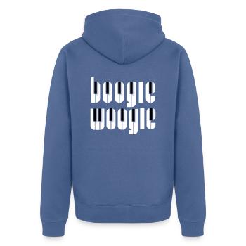 Boogie Woogie Piano keys design - Unisex Premium Organic Zip Hoodie - stone blue - Back - Nico (187cm)